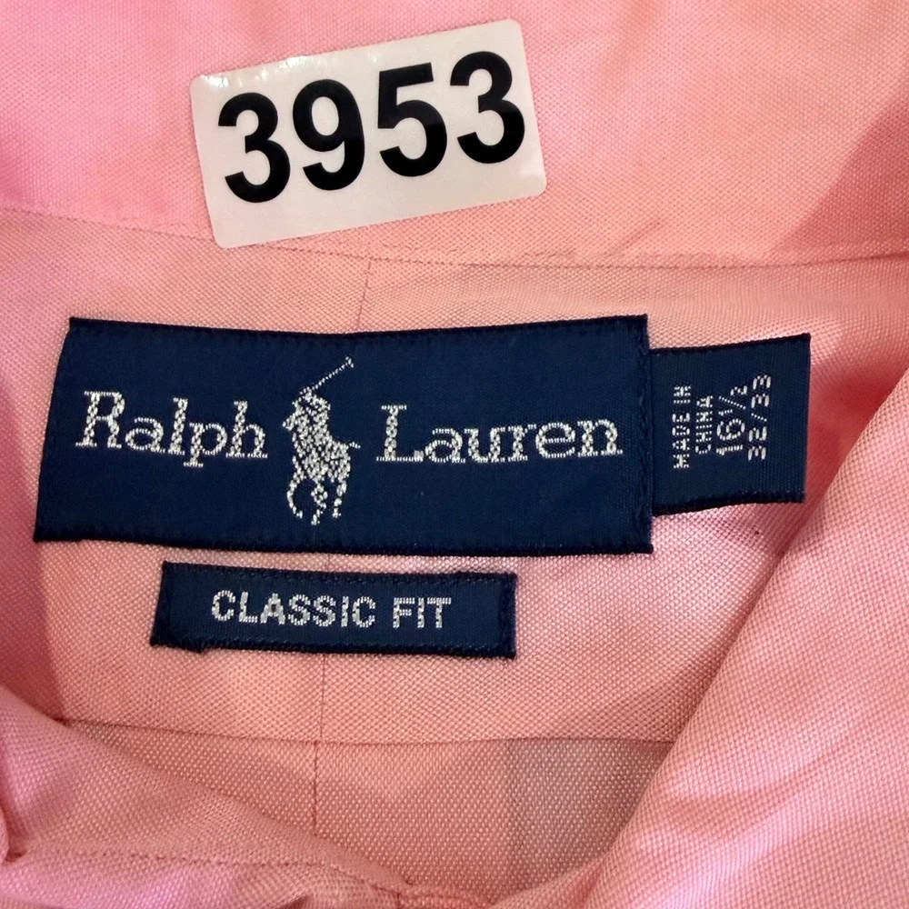 Polo Ralph Lauren Button Down Shirt Mens 16.5 Large Pink Classic Fit Oxford Pony